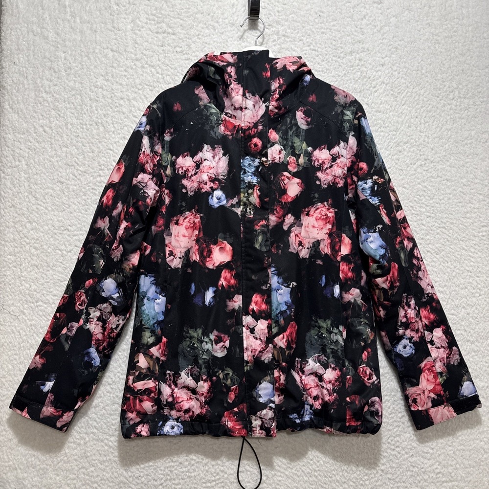 Roxy Dry Flight 10K Women's Jacket Size L Floral Full Zip Hooded Multicolor